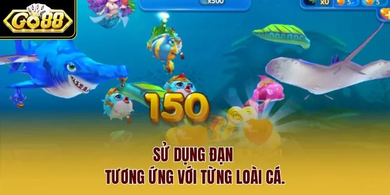 Sử dụng đạn tương ứng với từng loài cá.